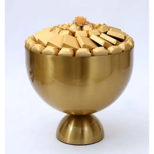 Bol à chocolat en métal argenté fait à la main de qualité de luxe accessoire de salle à manger de luxe pour hôtel porte-dessert bol de service de bonbons - Product Image 6