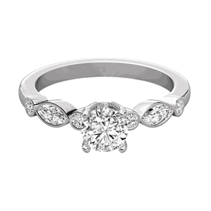 Anillo de Compromiso con Diamante de Corte Redondo y Marquise para Ella - Product Image 1