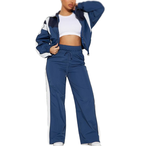 Conjunto de Chaqueta Cortavientos Informal para Mujer, Talla Grande, con Capucha, Estilo Hip Hop, con Cintura Elástica, 100% Nailon, Traje Cortavientos de Alta Calidad - Product Image 2