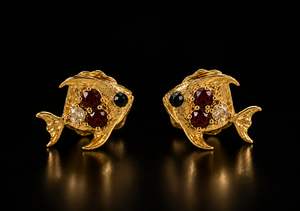 Gold Plated Fish Fine 925 <b>Sterling</b> <b>Silver</b> <b>Stud</b> Earrings Red Clear Zircon Animal Jewelry Gift for Women Party - Product Image 4
