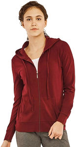 Sudadera ligera con capucha para mujer invierno cálido 100% tejido cremallera pulóver estilo bordado Tie Dye técnicas patrón sólido con capucha - Product Image 2