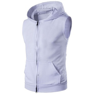 Top Selling <b>Sleeveless</b> Wholesale <b>Hoodies</b> Solid Color Dye Men <b>Sleeveless</b> Zipper Hoodie Custom Sweatshirt <b>Sleeveless</b> Gym <b>Hoodies</b> - Product Image 3