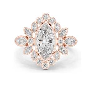 Bague en diamant de laboratoire 2,11 CT Marquise et rondes en grappe pour femme, clarté VVS-VS EF, or 18 carats, 14 carats, 10 carats et argent 925, rose - Product Image 3