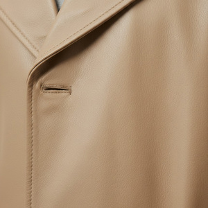 Men Genuine <b>Leather</b> Regular <b>Trench</b> <b>Coat</b> OEM Factory Supplier Wholesale Custom Made Winter Wear Stylish Fashion Overcoat Cotton - Product Image 5