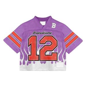 Camiseta de manga corta con estampado completo de alta calidad Retro Streetwear Jersey de fútbol americano de malla transpirable Boxy Fit - Product Image 3