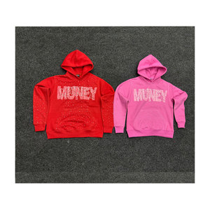 Sudadera con Capucha 100% Algodón, 400 GSM, Peso Pesado, Lisa, para Hombre, Estilo Vintage, Invierno, con Pedrería - Product Image 1