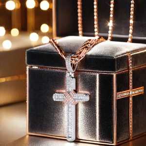 Luxury 925 Silver <b>Cross</b> Pendant Iced Out VVS Moissanite Round Diamond Hip Hop <b>Jewelry</b> Stylish Streetwear Fashion for Men Women - Product Image 4