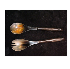 Serveur à salade en corne de buffle avec manche en nacre Serveur à salade en corne de buffle de luxe unique Fabriqué en Inde - Product Image 4