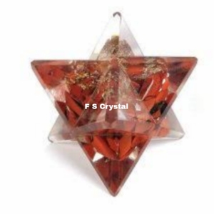 Estrella Merkaba de Ágata Roja Orgone, Piedra Preciosa de Feng Shui para Sanación, Venta al por Mayor, Hecha a Mano, Portátil, Cristal F S, Gujarat, India - Product Image 1