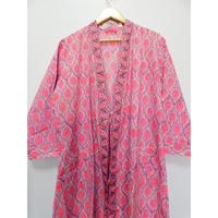 Peignoir Kimono Long en Coton à Col en V Taille Haute Imprimé Floral à Séchage Rapide Doux et Respirant pour Femme