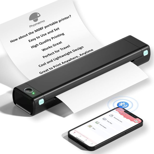 Phomemo M08F A4 Portable Wireless Thermal Document Printer Rechargeable 1200mAh 203dpi Inkless for Home Office Business