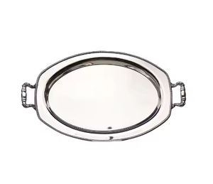 Stainless Steel Serving Tray Oval Shape Customized Metal Tray for Beverage Serving Tray Available at Custom Size - Product Image 1