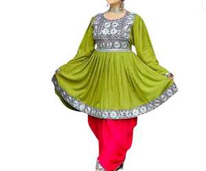 Ropa afgana de estilo moderno con estilo de color negro para mujer hecha a mano para vestidos informales de boda y fiesta - Product Image 3