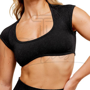 T-shirt court à motif estival très tendance, col rond, en toile, manches longues, séchage rapide, respirant, écologique, pour femme, idéal pour l'entraînement - Product Image 3