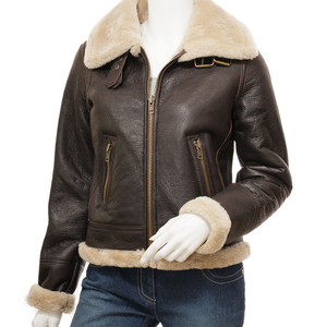 Elegante Chaqueta Blazer de Cuero Genuino para Mujer con Interior de Piel, Chaqueta Entallada de Cuero de Oveja para Mujer - Product Image 1