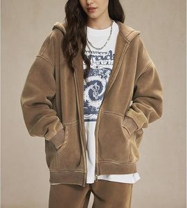 2025 nouveauté lavage à l'acide fermeture éclair sweats à capuche hommes coton de qualité supérieure Logo personnalisé Streetwear vestes zippées OEM en vrac en gros exportation - Product Image 2