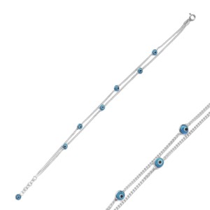 Bracelet turc populaire à double chaîne tendance avec perle minimaliste, bijoux artisanaux en argent sterling 925 - Product Image 1