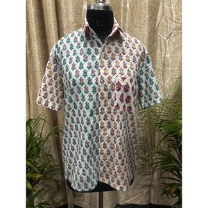 เสื้อเชิ้ตผู้ชายลำลองผ้าฝ้าย 100% ลายดอกไม้ หลายสี ผ้าป๊อปลินทอ ขนาด 5XL - Product Image 1