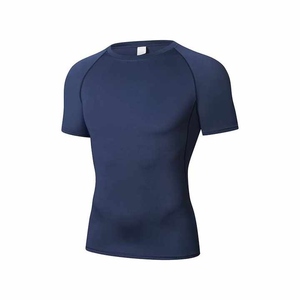 T-shirt de fitness sportif à séchage rapide pour hommes haut de compression élastique à manches courtes tissu tricoté respirant conception d'impression vierge - Product Image 3
