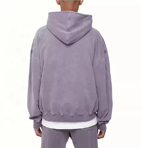 High Quality Men's Oversized Retro Baggy Acid Wash <b>Hoodie</b> 80% Cotton Winter Sun-Faded Heavyweight <b>American</b> Style Two-Way Zipper - Product Image 2
