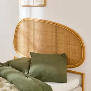 Vietnam OEM Handmade Rattan <b>Bed</b> Headboard with <b>Frame</b> Natural Cane Woven Headboard for Bedroom Furniture Wholesale - Product Image 3