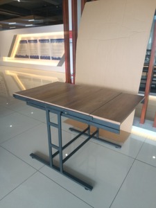 Modern Convertible <b>Foldable</b> Dining <b>Table</b> with Iron Frame Wooden Panels 5-Tier Storage Unit Durable Design for Small Kitchens - Product Image 5