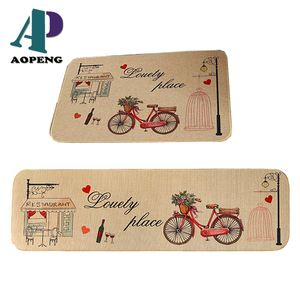 Ensemble de tapis de cuisine personnalisables en lin tissé, motif floral moderne, antidérapants avec dos en caoutchouc, lavables, anti-fatigue, disponibles en plusieurs coloris - Product Image 3