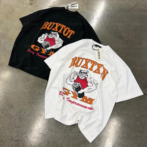 T-shirt vintage pour hommes avec logo bouffant personnalisé DTG WashMicrofiber Streetwear Graphic Tees Plus Size Clothing Solid Pattern - Product Image 2