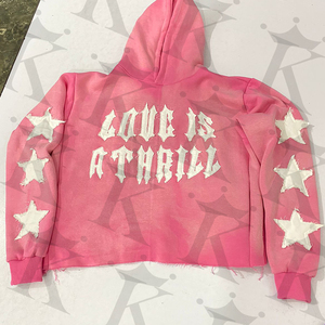 เสื้อฮู้ดแฟชั่นแบบสวมหัวปักลายด้วยกรดซีดจางสำหรับผู้ชาย400gsm ตามสั่ง - Product Image 6