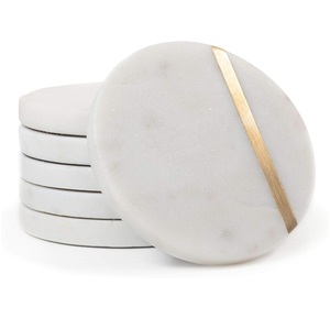 Classic 5mm Eco-Friendly <b>Marble</b> Coaster <b>Set</b> with Hammered Mats & Pads for Home Decor Custom Packaging Available - Product Image 1