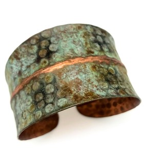2026 December High Handmade textured brass cuff Original Patina Cuff Vintage Oxidized <b>COPPER</b> LEAF Cuff for Women Made - Product Image 4