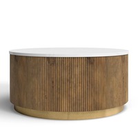 Mesa de Centro Redonda de Metal Ecológica y Moderna con Elegante Diseño de Botellero para Sala de Estar, Muebles para el Hogar M.R. ARTESANÍAS MR-1211