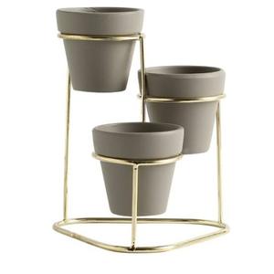 Macetas de Metal de Cobre con Acabado Niquelado y Diseño Martillado, Decoración de Piso para Hogar y Jardín, con Soporte Dorado - Product Image 2