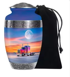 Urne de crémation personnalisable pour adultes, mémorial en métal de style américain pour le stockage des cendres avec options de gravure et d'impression - Product Image 1