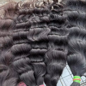 ผมแท้ธรรมชาติอินเดียแบบหยักศก 24 นิ้ว คุณภาพสูง ผมเวอร์จินแบบต่อผมด้วยเครื่องจักร แบบสองชั้น สีดำธรรมชาติ ทุกสี วิกผม - Product Image 1