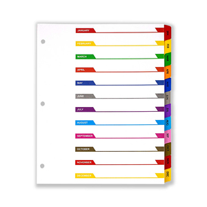 Divisores de varios colores de 12 meses para carpetas de 3 anillas de enero a diciembre Paquete de pestañas mensuales de 12 divisores de papel para organización - Product Image 1