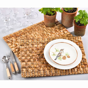 Ensemble de mariage moderne fait à la main et personnalisable maison paille jacinthe d'eau napperon brun rotin chargeur assiette tapis de cuisine banquets - Product Image 1
