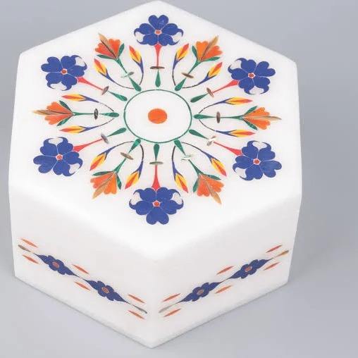 White Marble with Brass Inlay (custom colors on demand)