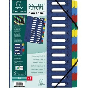 Exacompta Harmonika Blue Colored Chipboard <b>A4</b> Filing <b>Folder</b> with 24 Multicolored Compartments - Product Image 1