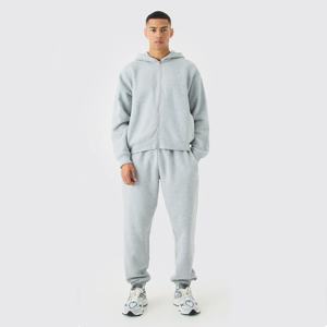 Hombres Cottontech Fleece Zip Hoodie Jogger Sweatsuits Ropa deportiva de dos piezas con logotipo personalizado 100% Algodón Precio al por mayor - Product Image 1