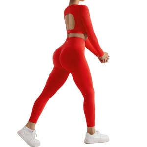 Ensemble de vêtements de sport pour femmes, taille haute, vêtements de sport personnalisés, OEM, vente en gros de leggings de yoga à taille élastique de qualité supérieure - Product Image 1