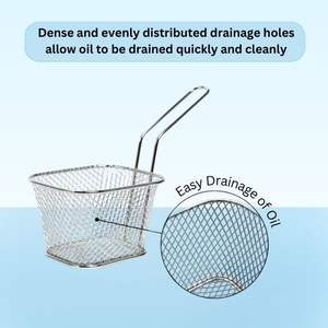 Custom Logo Mini Mesh French Fry <b>Basket</b> High Quality Stainless Steel Serving Holder with Square Design for Fried Food - Product Image 4