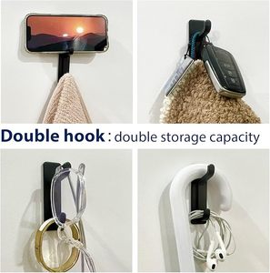 Door <b>Hook</b> Extra Sticky Stainless Holder <b>for</b> Hanging Towel Coat Clothes Purse Hat <b>Key</b> Black <b>Wall</b> Mounted Self Adhesive Hanger - Product Image 3