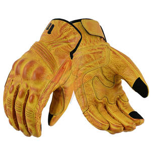 Gants de moto en cuir d'hiver unisexes de qualité supérieure Protection des jointures rigides Compatibilité avec les écrans tactiles Course automobile personnalisée - Extérieur - Product Image 1