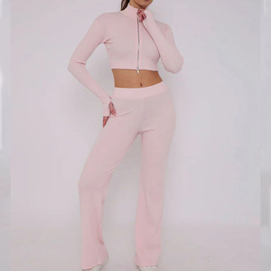 Conjunto Deportivo para Mujer, Top Corto Personalizado, Conjunto Informal de Dos Piezas para Entrenamiento, Ropa para Mujer, Sudadera con Cremallera y Pantalones Jogger 2026 - Product Image 2