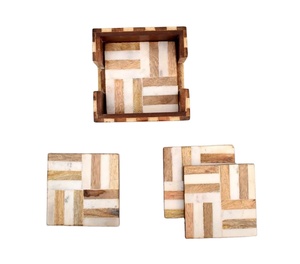 Sous-verre en marbre de meilleure qualité Sous-verres en marbre blanc de forme ronde et hexagonale pour boissons et décoration familiale - Product Image 5