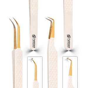 Pince à épiler pour faux cils en acier inoxydable de haute qualité avec logo personnalisé, outils d'extension de cils à pointe fine, vente en gros - Product Image 2