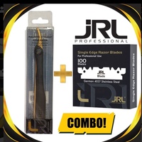 Rasoir magnétique à lame droite JRL avec manche long en acier inoxydable et système magnétique pour usage en salon de coiffure, noir