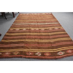 Tapis vintage 5,5x8,3 pieds, grand tapis turc, tapis persan brun-rouge - Product Image 3