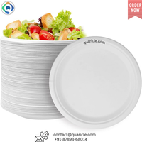 Assiettes rondes biodégradables en bagasse de canne à sucre pour cérémonie de mariage, 12 pouces, blanches, avec logo personnalisé pour la restauration à emporter et les fêtes